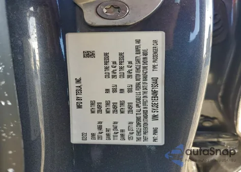 2022 Tesla Model 3 from USA, damaged, VIN 5YJ3E1EB4NF193440